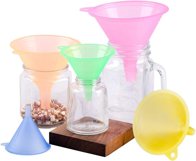 iSnuff Kitchen Funnel Set with 5 Sizes, Small to Large Plastic Cooking Funnel with Narrow Spout for Filling Bottles, Jars, Bowls, Spices, Powder Funnels, Essential Oils - Image 3